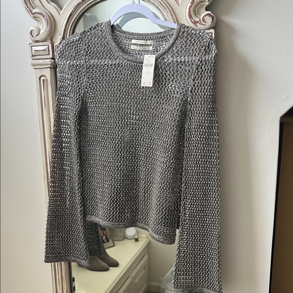 Anthropologie Metallic Knit Sweater